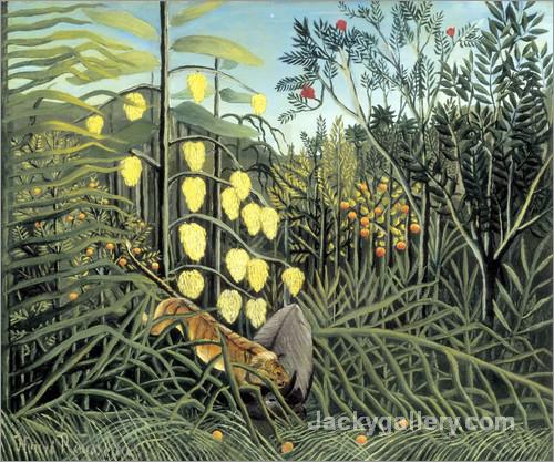In a tropical forest by Henri Rousseau paintings reproduction